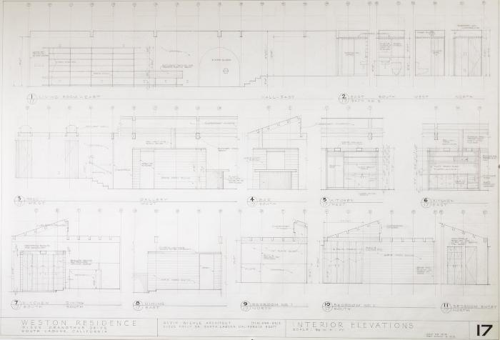 Interior Elevations, House for Donald Weston