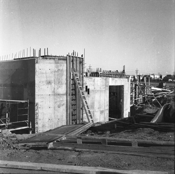 Construction View Showing Concrete Formwork for Walls, Annunciation Greek Orthodox Church