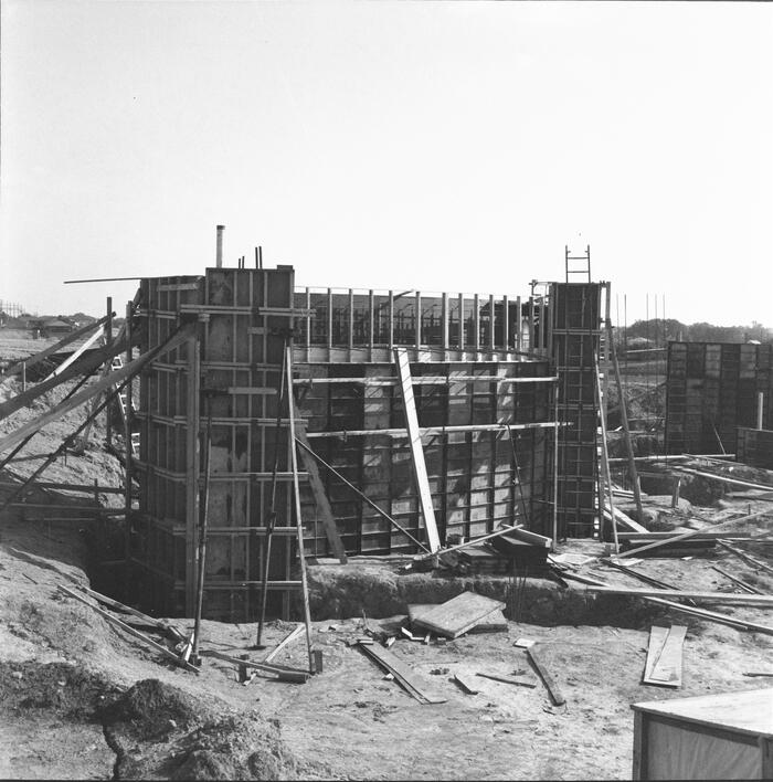 Construction View Showing Formwork for Concrete Walls, Annunciation Greek Orthodox Church