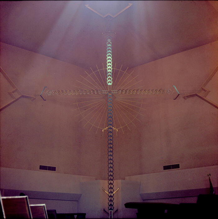 View of Monumental Altar Cross, Ascension Lutheran Church (circa 1964)