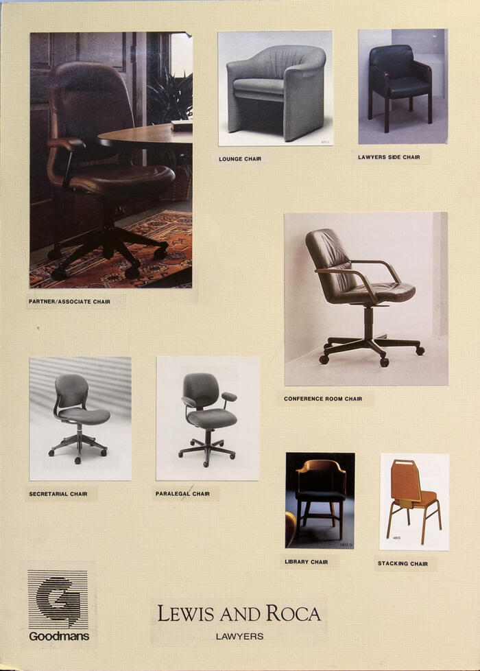 Presentation Board: Furniture Selections, Law Offices for Lewis and Roca, Two Renaissance Square (1988)