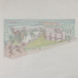 Presentation Drawing: Aerial Perspective View, Anthony Quinn Cultural Center, project