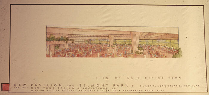 Drawing: View of Main Dining Room, Pavilion for Belmont Park Racetrack