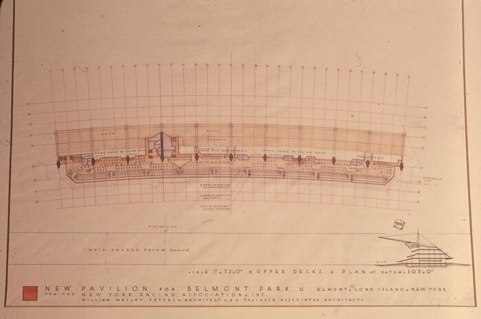 Drawing: Upper Decks Plan, Pavilion for Belmont Park Racetrack