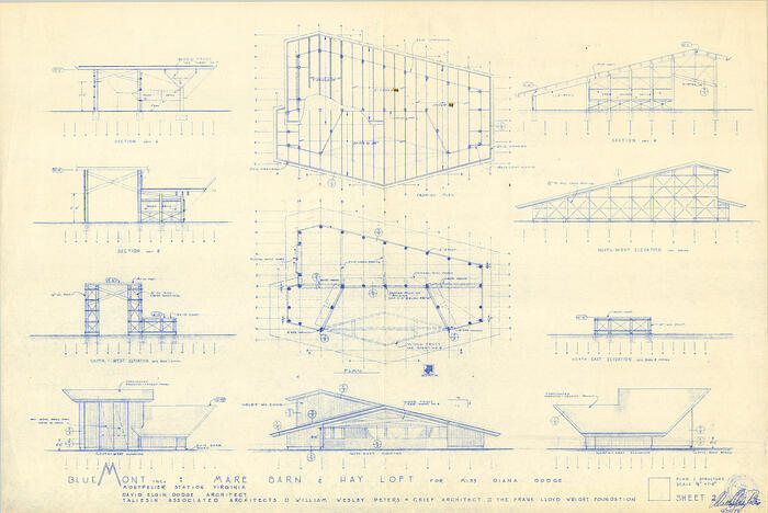 Plans, Sections, and Elevations: Mare Barn and Hay Loft for Diana Dodge [Montpellier, Virginia] (1975)